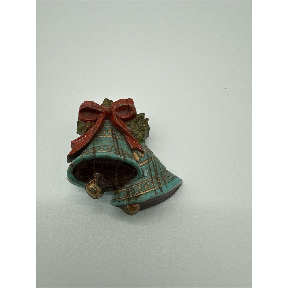 Vintage 70's Blue Bells Woodlook Hallmark Lapel Pin Christmas Winter Holiday